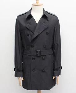 Authentic Men's BURBERRY Cotton Trench Coat Leather Trim Gray 48 US38 ENGLAND - Picture 1 of 13