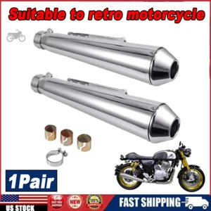 1Pair Universal Motorcycle Exhaust Muffler Pipe Silencer For Harley Cafe Racer - Picture 1 of 15