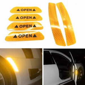 Door Open Reflective Sticker Anti-Collision Yellow Trim For All Model Car 6PCS - Picture 1 of 8
