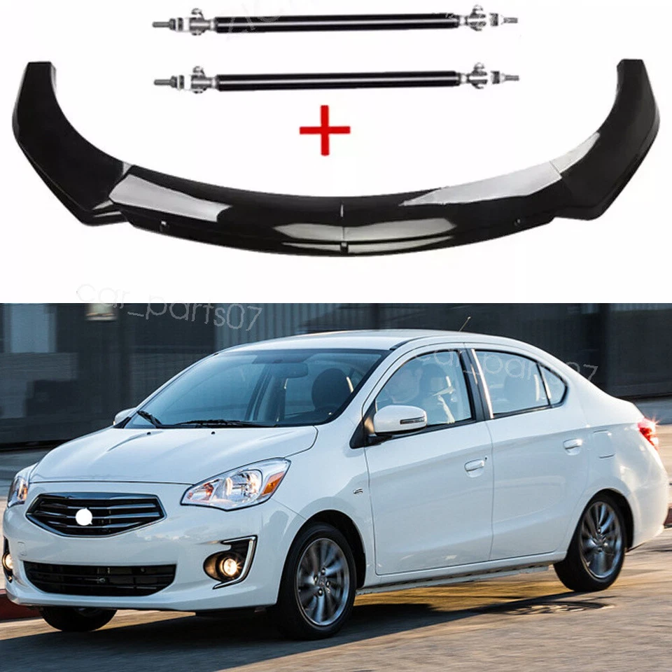 For MITSUBISHI Mirage G4 Front Bumper Lip Splitters Spoiler Body Kit +Strut Rods Foto 1 de 4