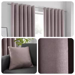 Fusion STRATA Blush Pink Dim Out Eyelet Curtains & Cushions - Picture 1 of 48