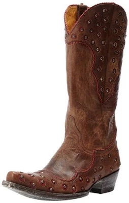 全新带盒 Old Gringo 女式 Onckule 靴子 黄铜/红色 7 码 — 第 1/4 张图片