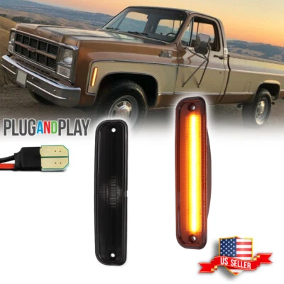 Luces de señalización laterales LED ámbar ahumado 73-80 GMC Chevy Pickup Blazer Suburban Jimmy Foto 1 de 4