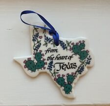Christmas Ornament by Kathryn Designs Porcelain Hand Made Best Wishes Texas Blue
