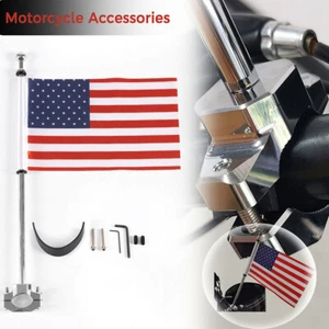 For Yamaha Kawasaki Motorcycle Bike American USA Flag Pole Luggage Rack Mount - Picture 1 of 10