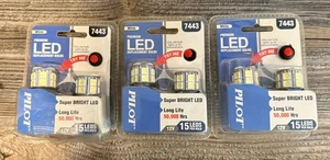 (3) Pilot Automotive 7443 White LED Light Bulbs Double Pack New - Picture 1 of 2
