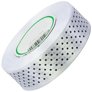 Satinband mit Punkten 25 mm - ca. 25 m - Weiß SCHLEIFENBAND Geschenkband Dekoban - Bild 1 von 1