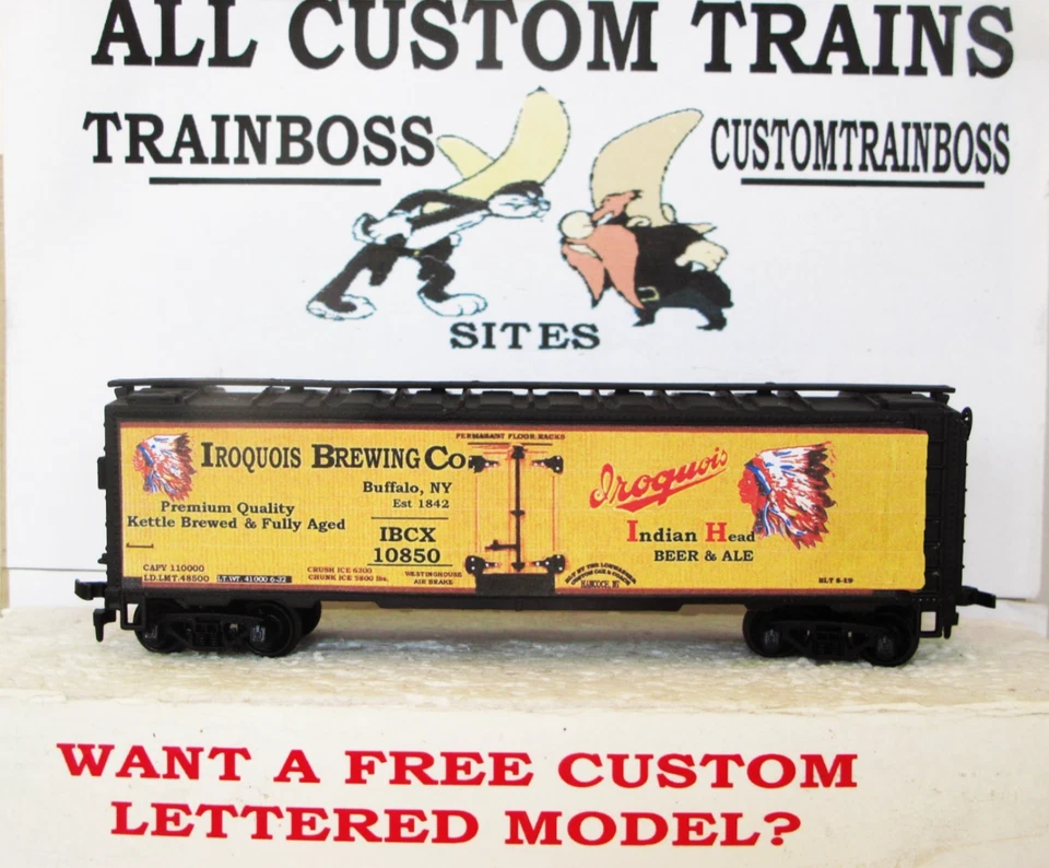 HO SCALE CUSTOM  LETTERED IROQUOIS BEER  REEFER  ALSO AVAIL IN O SCALE - Image 1 of 4