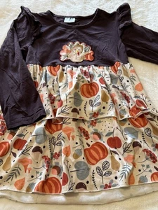 Boutique Girl’s Size 4 / 5 XS X-Small Thanksgiving Fall Girls Dress Outfit - Picture 1 of 2