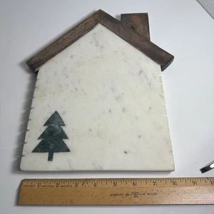 Thirstystone Ferienhaus Baum Marmor & Holz Käsebrett weiß Neu mit Etikett Wurstwaren - Bild 1 von 5