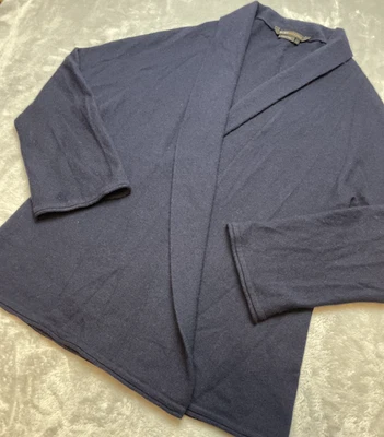 BCBG Maxazria Cardigan Sweater Womens L Navy 100% Lambswool Shawl Collar - Image 1 of 4