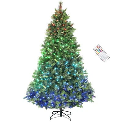 HOMCOM 7.5ft Christmas Tree with LEDs, Carolina Pine, Refurbished - Image 1 of 4
