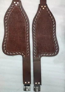 Western Leather Horse Saddle Fender Pair Tooled Replacement Fenders. - Picture 1 of 6