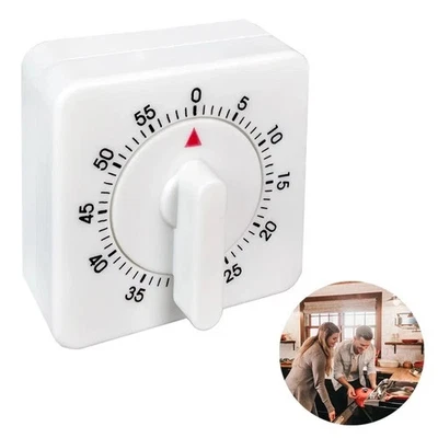 Long Ring Metal Bell Kitchen Cooking Timer 60-Minute Analog Mechanical Alarm - Image 1 of 4