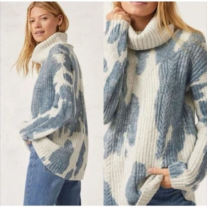 PILCRO ANTHROPOLOGIE XL SPOTTED TURTLE COWL NECK OVERSIZED KNIT RIBBED NWT - Picture 1 of 14