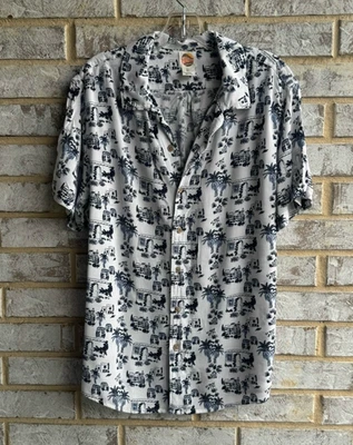 C&C California Short Sleeve Button Up Collared Tropical Shirt Women's Size L - Image 1 of 4