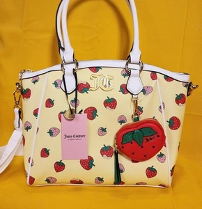 Juicy Couture Sweet N Juicy FR Tote Yellow Juicy Strawberry Tote Handbag Satchel - Picture 1 of 13