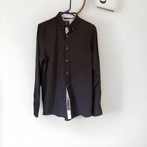 Fried Denim Herrenhemd Größe Medium schmale Passform schwarz weiß Kontrast - Bild 1 von 5