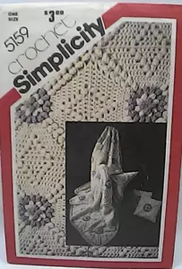 Simplicity 5159 Crochet Afghan and Pillow Pattern - Picture 1 of 1