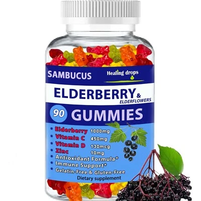 Elderberry Gummies with Zinc Vitamin C, D - Sambucus Elderberry Gummies for Kids - Image 1 of 4