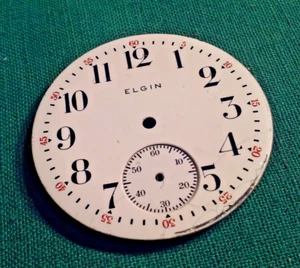 Elgin Pocket Watch Face Only (no movement) Enamel Dial 42mm With Sub-second Dial - Picture 1 of 3