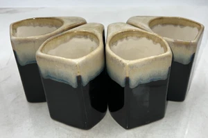 VTG Rodolfo Padilla Drip Glaze Stoneware Dolphin Coffee Mugs Cups Blue Set of 4 - Picture 1 of 14