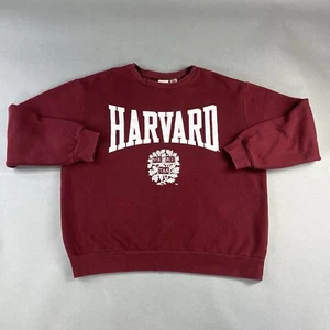 H&M Harvard Sweater Medium Burgundy Women Spellout Pullover Long Sleeve Used #63 - Picture 1 of 14
