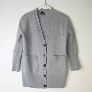 J CREW Cardigan Women XS Gray Cozy Fall Sweater Pockets Long Donegal NWOT - Picture 1 of 6