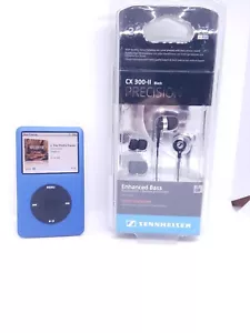 Apple iPod Classic Blue 7th gen 160GB with Sennheiser CX300-II ear phones bundle - Picture 1 of 13