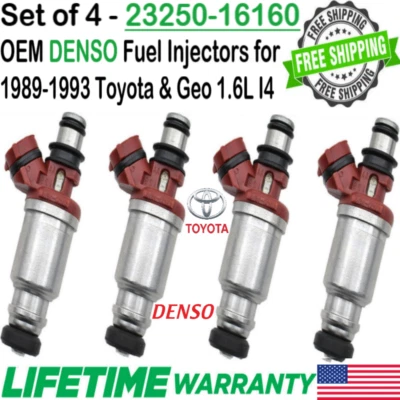 OEM 4 Sets Denso Fuel Injectors For 1990, 1991, 1992, 1993 Toyota Celica 1.6L I4 - Изображение 1 из 4