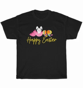 NEW Bunny Colorful Easter Eggs Hunting Happy Easter Day T-Shirt Unisex Tee Gift - Picture 1 of 4
