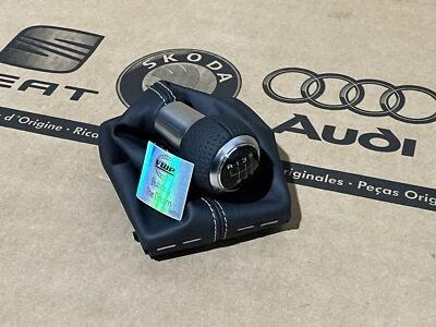 Audi A3 S3 8V Sportback Cabriolet quattro Botão de Engrenagem de Couro Preto Fabricante de Equipamento Original - Imagem 1 de 4