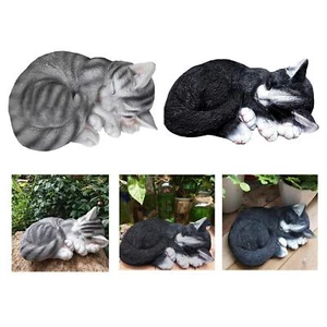 Resin Miniature Sleeping Cat Statue Landscaping for Garden Shelf Decorative - Picture 1 of 15