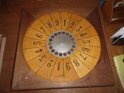 Jeu de casino ancien / jeu de comptoir / jeu de boule / roulette /  bois + métal - Photo 1/4