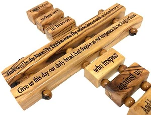 AramediA Olive Wood Handcrafted Our Father Wall Cross Hand Crafted by Artisans  - Picture 1 of 2