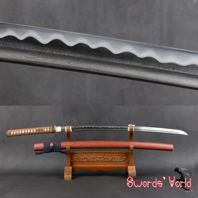Espada Katana Samurai Japonesa Arcilla Hoja de Acero Templada Doblada Vaina Roja Foto 1 de 4
