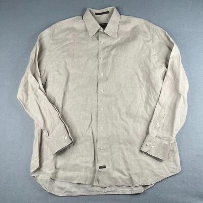 Robert Talbott Shirt XL Beige Tan Linen Button Up Long Sleeve Casual Mens - Image 1 of 4