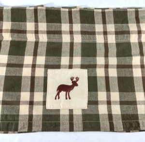 Moose Curtain Valance Plaid Cotton Lined 14 x 57" IHF Home Cabincore Cottage - Picture 1 of 8
