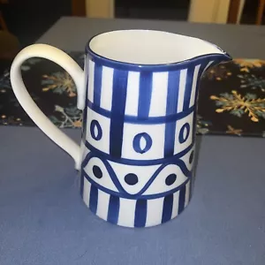 Vintage Dansk Arabesque Krug 40 Unzen 6,5" hoch Kobaltblau Weiß Geometrisch 80er - Bild 1 von 6
