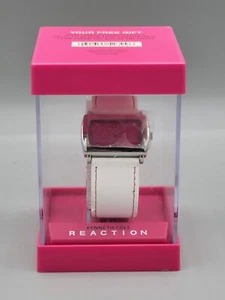 Kenneth Cole Reaction Watch Women Silver Tone Rectangle Pink Dial NIB - Picture 1 of 6