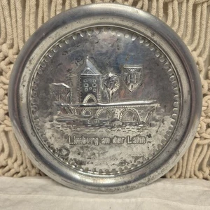 Vintage Souvenir Pewter Plate - Limburg an der Lahn, Hessen Germany 7"across - Picture 1 of 10