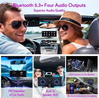 10" Wireless Carplay Android Auto Screen w/ Front & Back Camera GPS Mirror Link - Image 1 of 4
