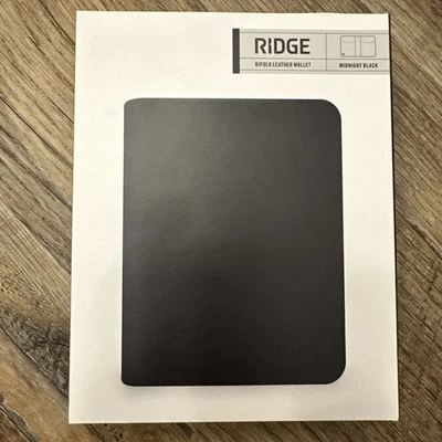 RIDGE Cartera de Cuero Grano Completo Plegable RFID Bloque Estuche para Tarjetas Negro Medianoche NUEVO Foto 1 de 4