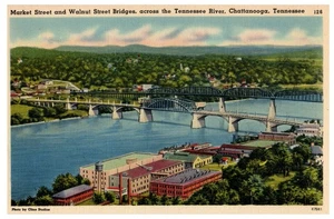 Market St Walnut St Bridges Chattanooga Tennessee Vintage Postcard - Picture 1 of 2