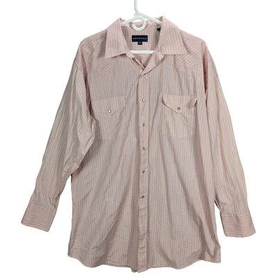 Panhandle тонкий жемчуг Snap рубашка мужская большой высокий 17 x 37 розовый металлический Western  - Изображение 1 из 4