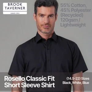 Rosello Short Sleeve Shirt | Classic Fit | Easy Care | Cotton Blend | 6 Colours - Picture 1 of 16