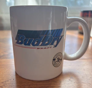 Bud Dry Draft Coffee Mug White Cup Official Anheuser Busch Product 3 3/4" Tall - Picture 1 of 7