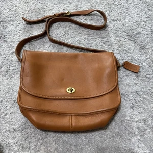 Sac bandoulière vintage Coach gant complet tanné rare cuir chameau ville 0753 301 - Photo 1/17