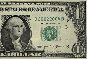 Birthday Note April 20 2002 Fancy Serial Number One Dollar BillC20022004B FW - Picture 1 of 6