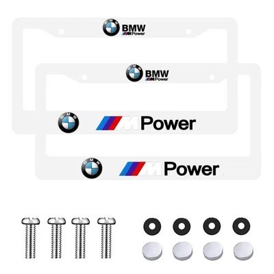 BMW 2 Pack Aluminum Waterproof License Plate Frame White - Image 1 of 4